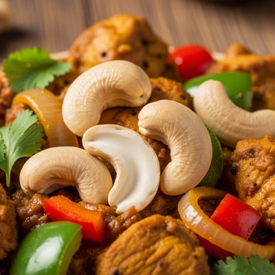 Photograph of a Cashew (nuts) as used in cuisine, such as in a dish or as an ingredient
