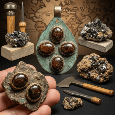 Depiction of Cassiterite, as it is used or valued in human culture