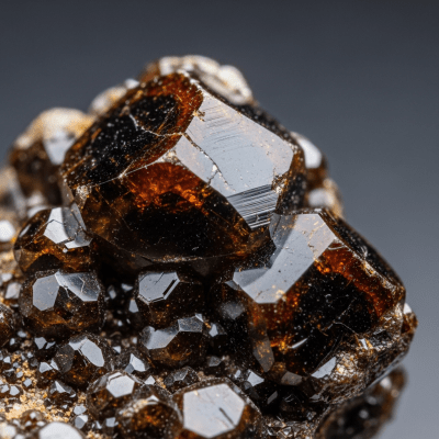 Macro shot of Cassiterite, of the taxonomy minerals, showing detailed crystal structure and surface texture