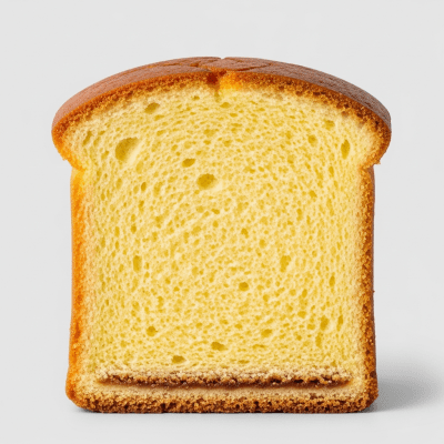 Detailed cross-sectional view of a sliced Castella (cake), showing internal layers, textures, and ingredients