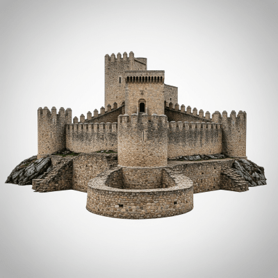 High quality studio photograph of a Castro (Iberian Castle), belonging to the castles taxonomy