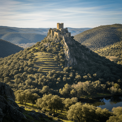 A realistic image of the Castro (Iberian Castle) from the castles taxonomy, situated in its historical or natural environment