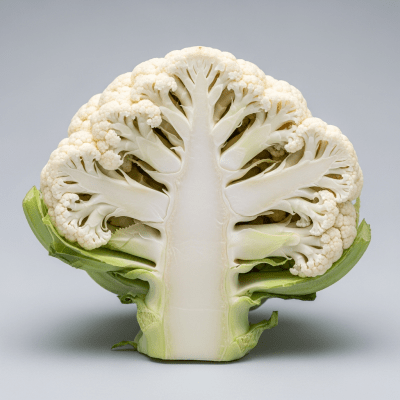 Detailed cross-sectional view of a fresh Cauliflower