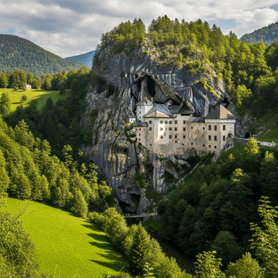 A realistic image of the Cave Castle from the castles taxonomy, situated in its historical or natural environment