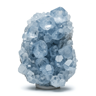 High resolution studio photograph of a single specimen of Celestine