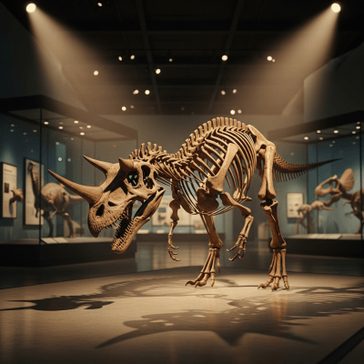 Museum exhibit style rendering of a single Ceratosaurus
