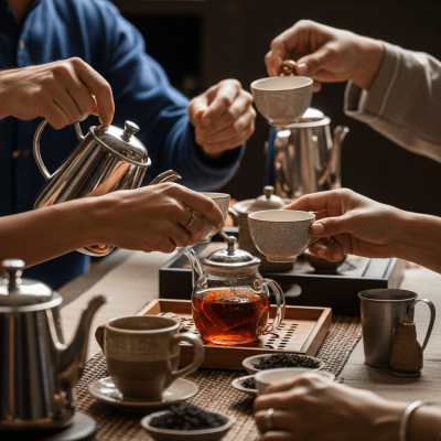 Image showing Ceylon Tea prepared and served in its typical cultural context