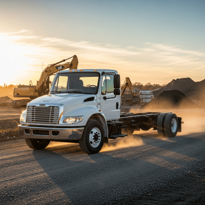Photorealistic image of a Chassis Cab Truck (trucks) in its typical working environment