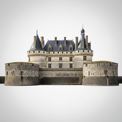High quality studio photograph of a Château Fort (French Medieval Castle), belonging to the castles taxonomy