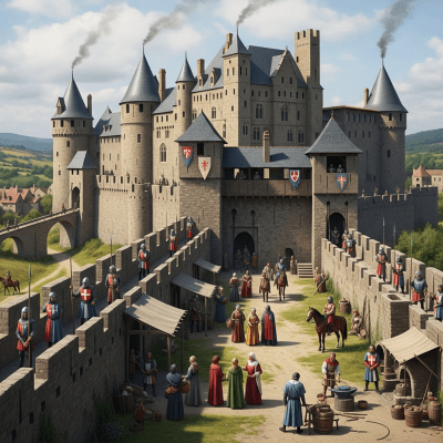 An image showing the Château Fort (French Medieval Castle) from the castles taxonomy being used or inhabited historically