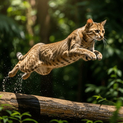 Action shot of a Chausie
