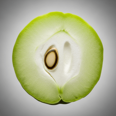 Detailed cross-sectional view of a fresh Chayote