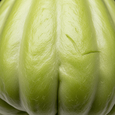Close-up macro photograph of surface details and textures of a single Chayote