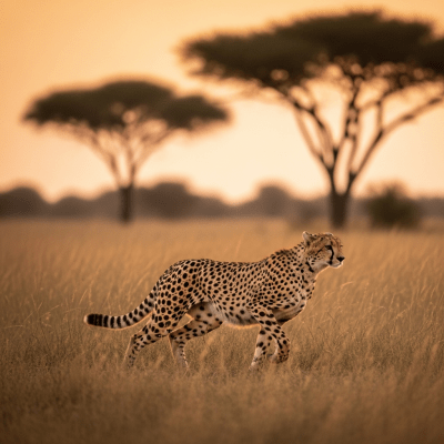 Photorealistic image of a Cheetah (felines) in its natural habitat