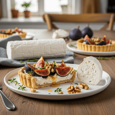 A piece of Chèvre being used in a classic culinary preparation or dish where it is commonly featured