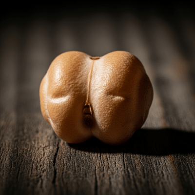 Editorial-style image of the Chickpea from the taxonomy legumes, arranged artfully on a rustic wooden surface with dramatic lighting to highlight its unique shape and color.