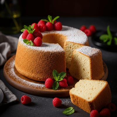 Editorial-style hero shot of a beautifully presented Chiffon Cake, from the cake taxonomy.