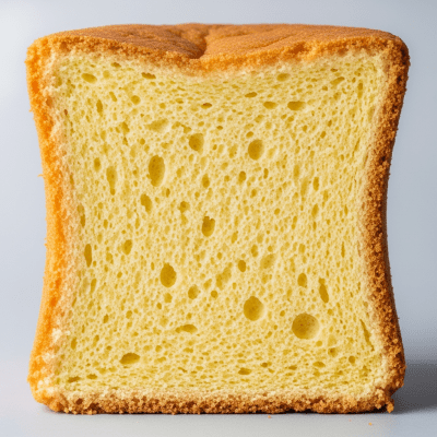 Detailed cross-sectional view of a sliced Chiffon Cake (cake), showing internal layers, textures, and ingredients