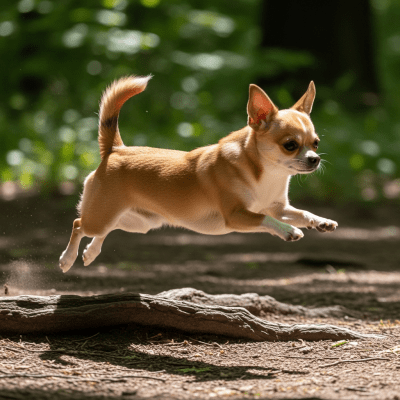 Full body action shot of a Chihuahua