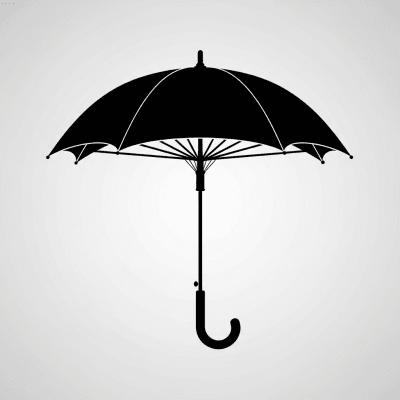 A minimalist side profile silhouette of a closed Children's Umbrella, set against a light grey background