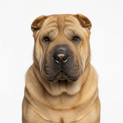 High quality studio photograph of a single Chinese Shar-Pei
