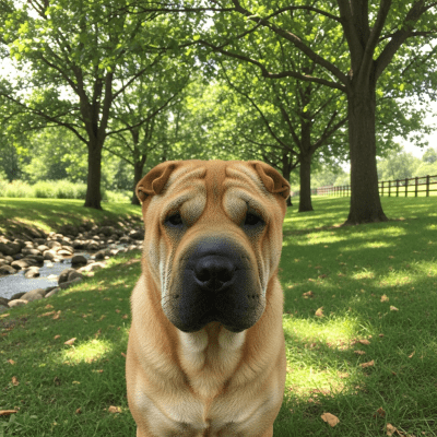 Naturalistic outdoor image of a Chinese Shar-Pei