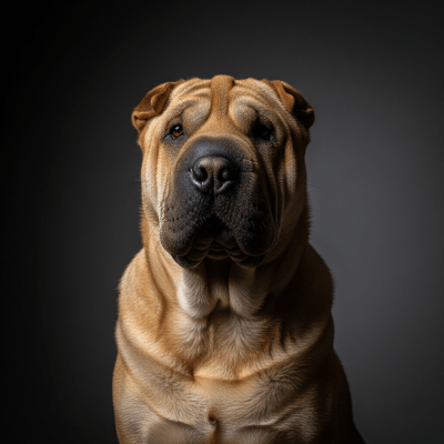 Editorial-style portrait of a Chinese Shar-Pei from the taxonomy dogs.