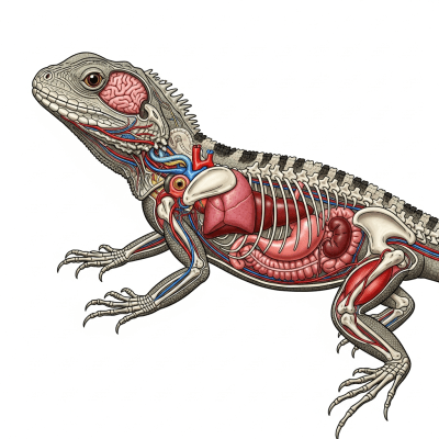 Scientific cross-sectional illustration of a Chinese Water Dragon