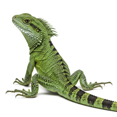 High quality studio photograph of a Chinese Water Dragon, belonging to the taxonomy reptiles