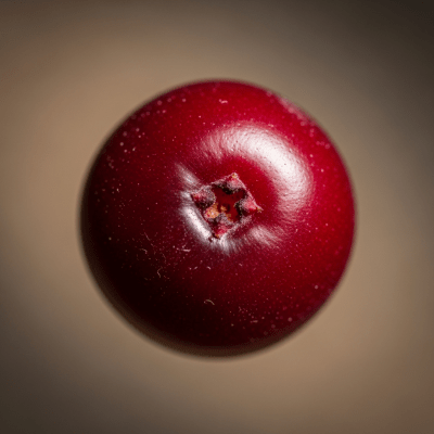 An editorial-quality hero shot of a single Chokecherry from the taxonomy berries.