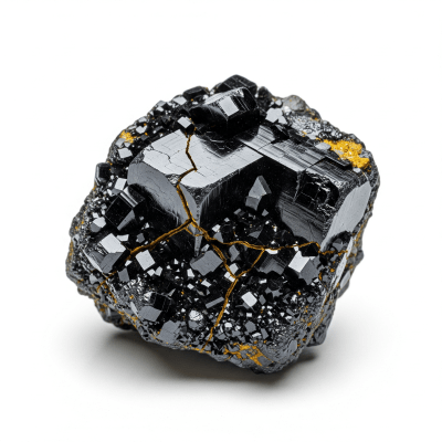 High resolution studio photograph of a single specimen of Chromite