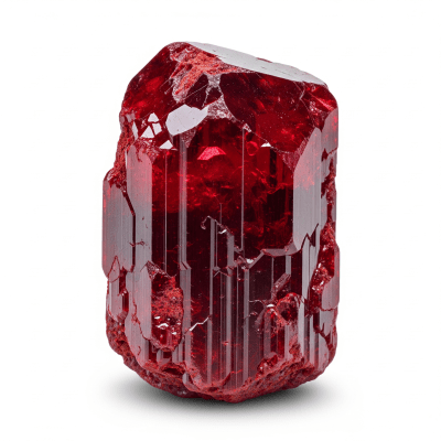 High resolution studio photograph of a single specimen of Cinnabar