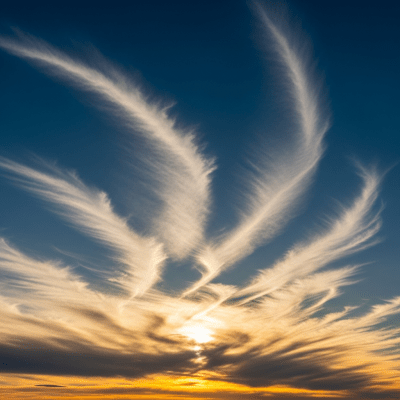 Editorial-style image of a Cirrus uncinus, part of the taxonomy clouds.