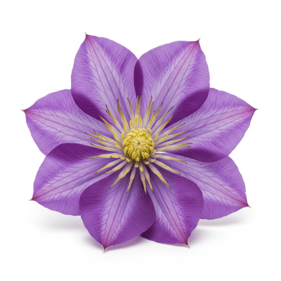 High quality studio photograph of a single Clematis