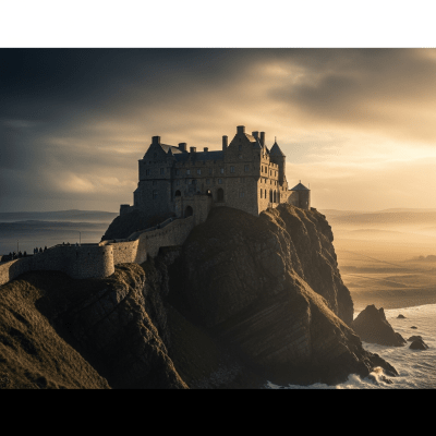Editorial-style dramatic image of a Cliff Castle, part of the castles taxonomy.