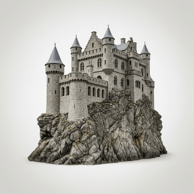 High quality studio photograph of a Cliff Castle, belonging to the castles taxonomy