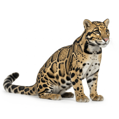 High quality studio photograph of a single Clouded Leopard