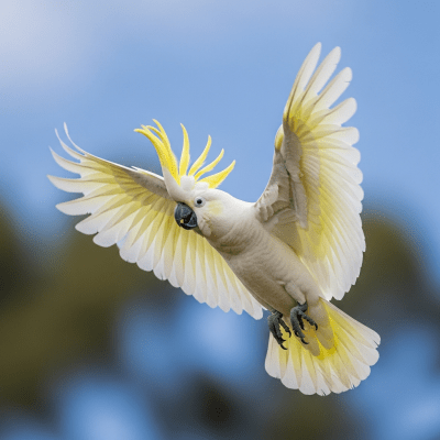 Action shot of a Cockatoo (birds) in flight