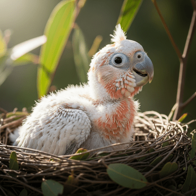 Image of a juvenile or chick stage of the Cockatoo, within the taxonomy birds