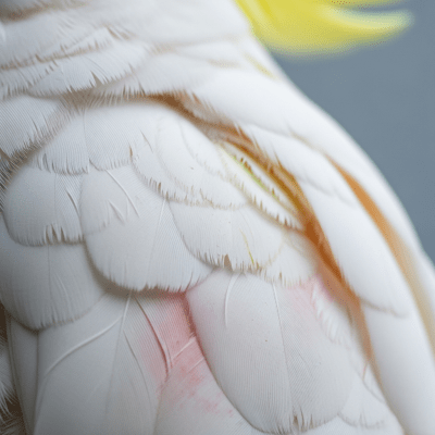 Close-up macro photograph of the feathers or distinctive markings of a Cockatoo