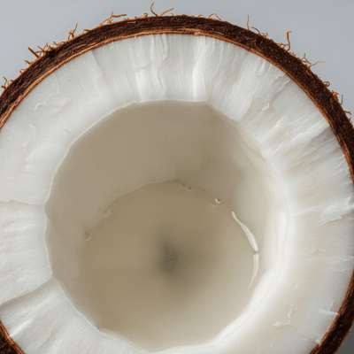 Macro close-up image showing the interior cross-section of a Coconut (nuts)