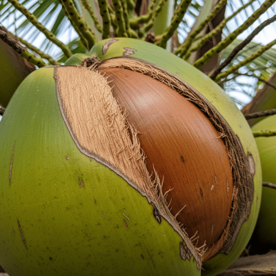 Close-up macro image of the leaf or fruit of a Coconut Palm