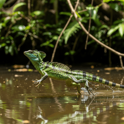 Detailed image of a Common Basilisk (lizards) in its natural habitat