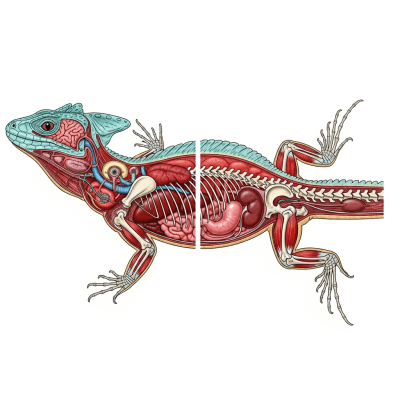 Scientific cross-sectional illustration of a Common Basilisk