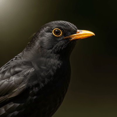 Editorial-style portrait of a Common Blackbird, belonging to the taxonomy birds.