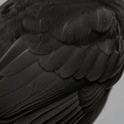 Close-up macro photograph of the feathers or distinctive markings of a Common Blackbird