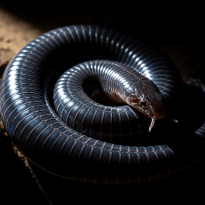 A striking, editorial-style portrait of a single Common Caecilian, part of the taxonomy amphibians.