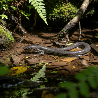 A detailed image of a Common Caecilian (amphibians) in its natural habitat
