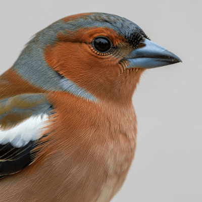 Close-up macro photograph of the feathers or distinctive markings of a Common Chaffinch