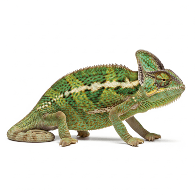 High quality studio photograph of a Common Chameleon, belonging to the taxonomy reptiles